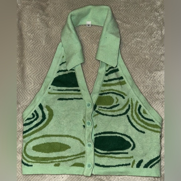 Button Front Halter Top - Picture 1 of 4